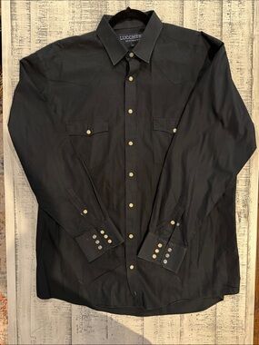 Lucchese Black Western Pearl Snap Button Shirt